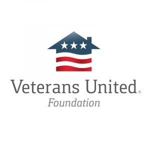 Veterans United Foundation logo, american flag pattern on a house shape